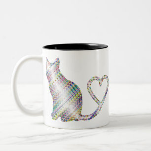 Animal Cat Feline Kitty Kitten Pet Silhouette Two-Tone Coffee Mug