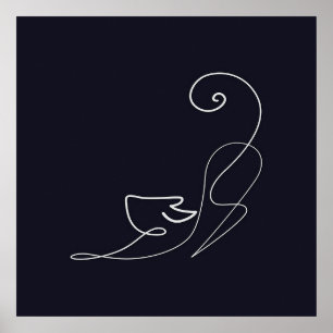 Animal Cat   Line Art   Cat Lover Poster