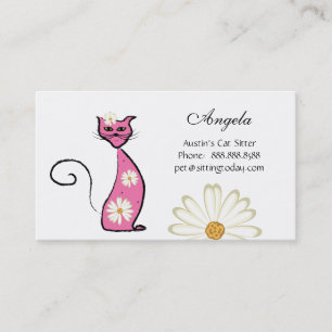 Animal Cat Sitter Business Card Flowers