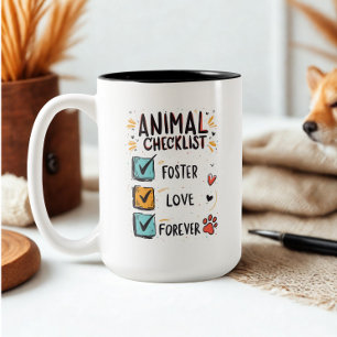 Animal Checklist Pet Foster Love Two-Tone Coffee Mug