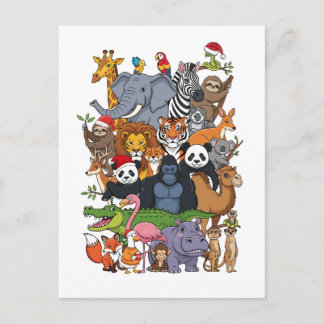 Animal Christmas Postcard