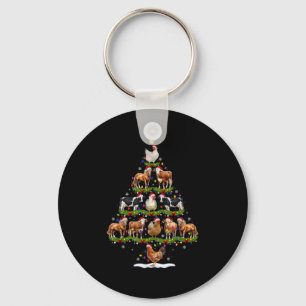 Animal Christmas Tree Lights Chicken Cow Goat Farm Key Ring