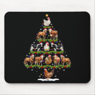 Animal Christmas Tree Lights Chicken Cow Goat Farm Mouse Mat