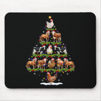 Animal Christmas Tree Lights Chicken Cow Goat Farm Mouse Mat