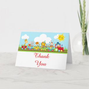 Animal Circus Train Kids Thank You Card