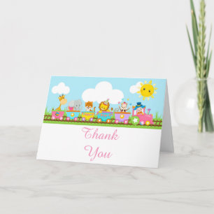 Animal Circus Train Kids Thank You Card