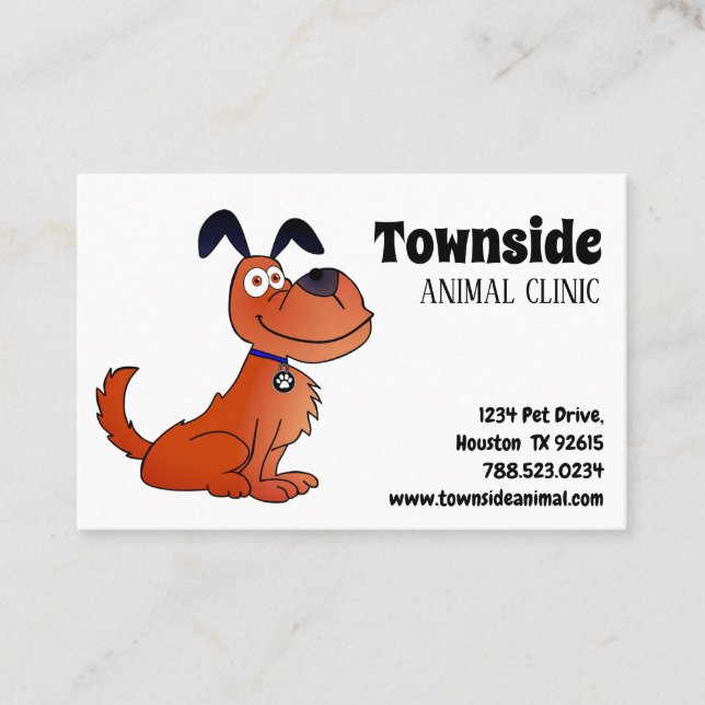 Animal Clinic Cute Dog Business Card (Front)