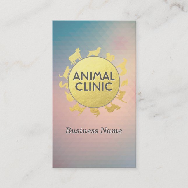 Animal Clinic Hospital Pet Care Sitter Gold Animal Appointment Card (Front)