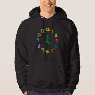 Animal Clock Clock Teaching Time Clock Hoodie