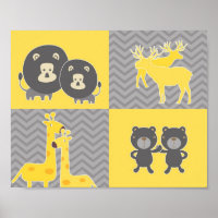 Animal collage on plain and zigzag chevron