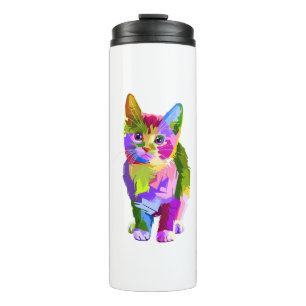 Animal Colorful Decoration Cat Design Geometry Thermal Tumbler