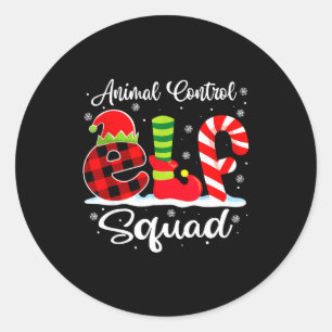 Animal Control Elf Squad Christmas Officer Matchin Classic Round Sticker