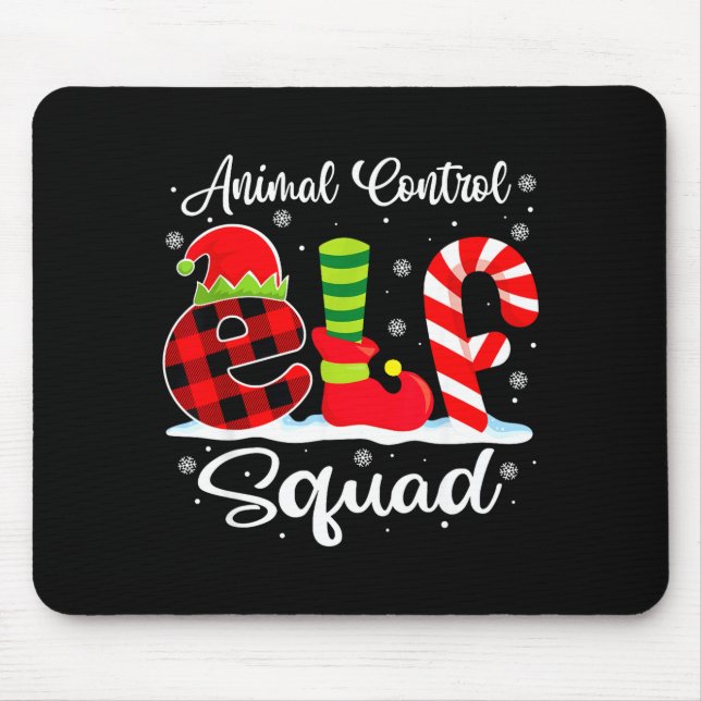 Animal Control Elf Squad Christmas Officer Matchin Mouse Mat (Front)