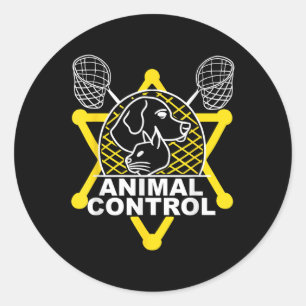 Animal Control Officer Catcher Cats Dogs Funny Classic Round Sticker