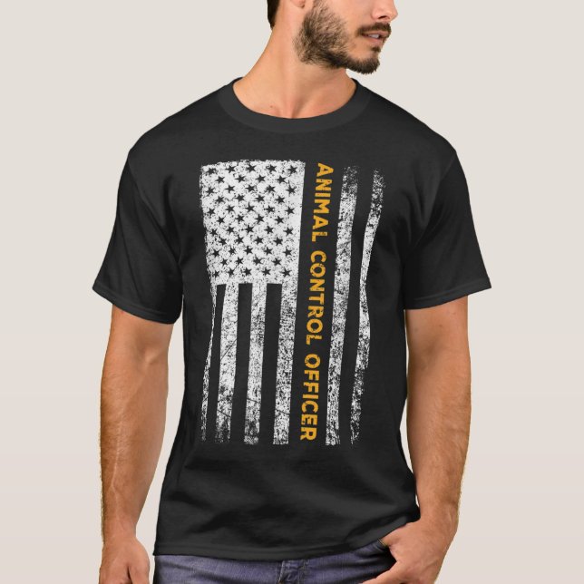 Animal Control Officer Flag Wildlife Rescue Patrol T-Shirt (Front)