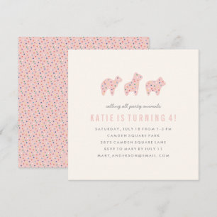 Animal Cookie Birthday Invitation - Bubblegum