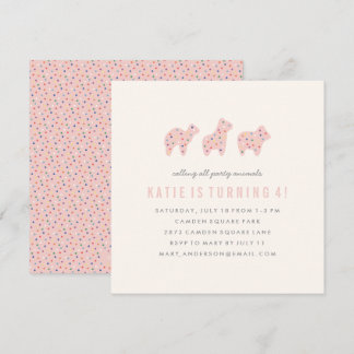 Animal Cookie Birthday Invitation - Bubblegum