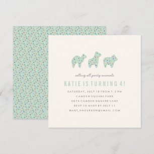Animal Cookie Birthday Invitation - Mint