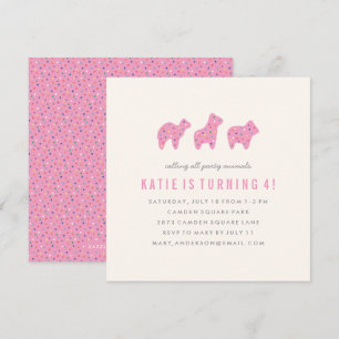 Animal Cookie Birthday Invitation - Pink