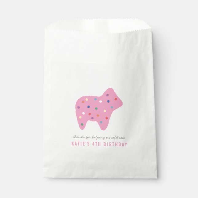 Animal Cookie Birthday Party Favour Bag - Magenta (Front)