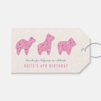 Animal Cookie Birthday Party Favour Tag - Magenta