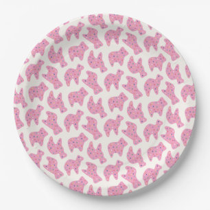 Animal Cookie Birthday Party Paper Plate - Magenta