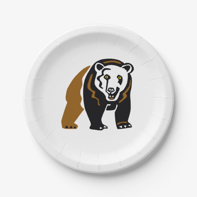 Animal -  Cool GRIZZLY Bear - Wildlife- Party  Paper Plate (Front)