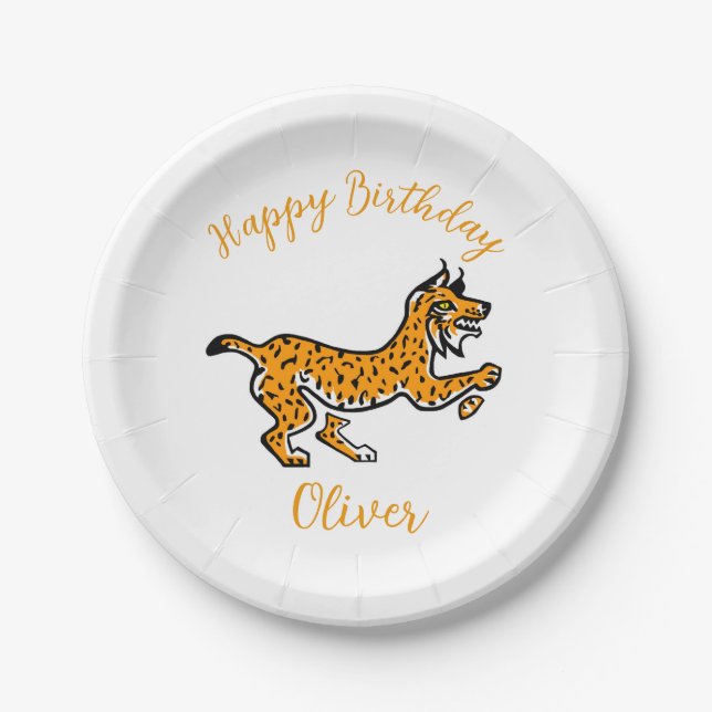  Animal - Cool Iberian LYNX  - Happy birthday - Paper Plate (Front)