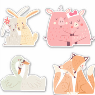 animal couple, set sticker
