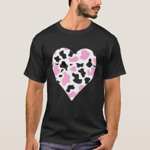 Animal Cow Print On Heart Cute Heifer Mama Women T-Shirt