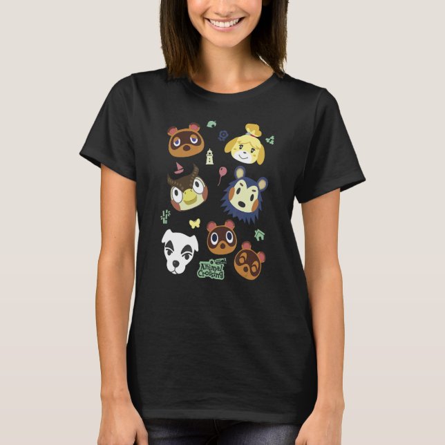 Animal Crossing Group Big Face Poster T-Shirt (Front)