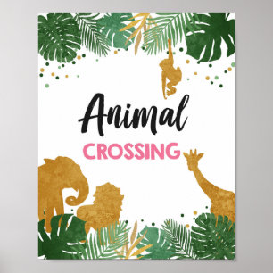 Animal Crossing Safari Animals Girl Birthday Sign