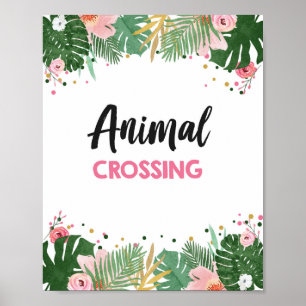 Animal Crossing Tropical Safari Girl Birthday Sign