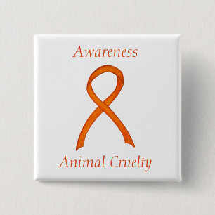 Animal Cruelty Orange Awareness Ribbon Custom Pin