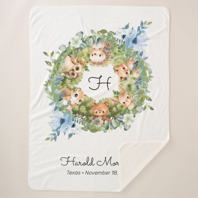 Animal Cubs Elegant Cute Baby Boy Sherpa Blanket (Front)