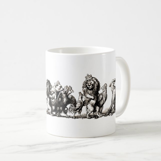 Animal Cute Art Unicorn Elephant Lion Zoo Coffee Mug (Front Right)