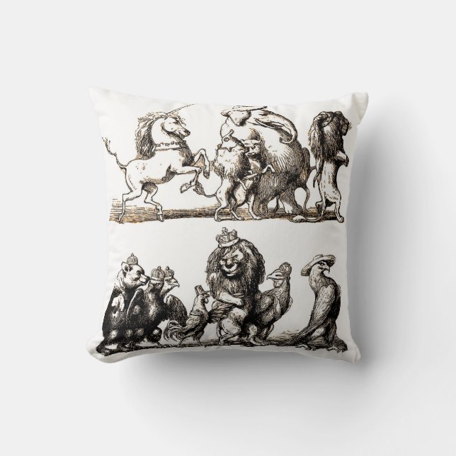 Animal Cute Art Unicorn Elephant Lion Zoo Cushion (Front)