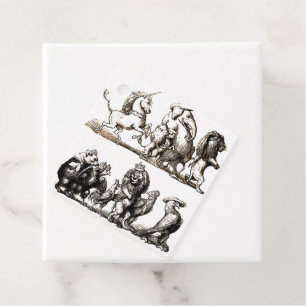 Animal Cute Art Unicorn Elephant Lion Zoo Favour Tags