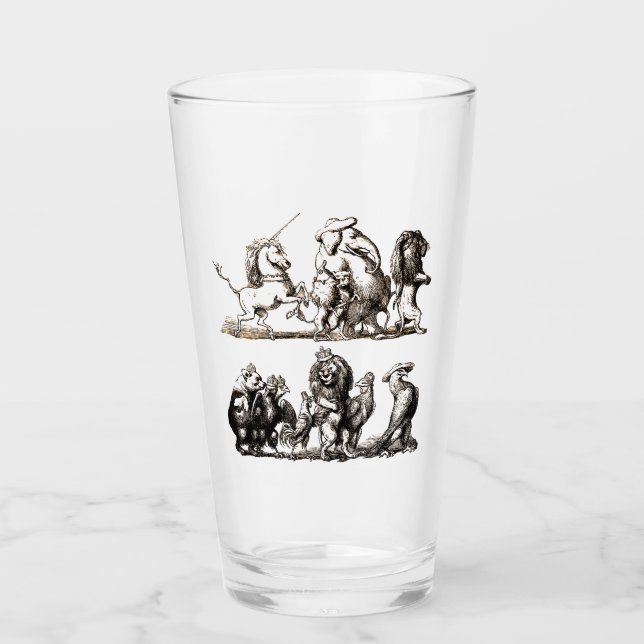 Animal Cute Art Unicorn Elephant Lion Zoo Glass (Front)