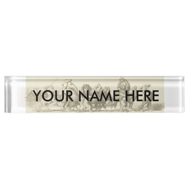 Animal Cute Art Unicorn Elephant Lion Zoo Nameplate (Front)