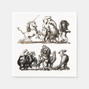Animal Cute Art Unicorn Elephant Lion Zoo Napkin