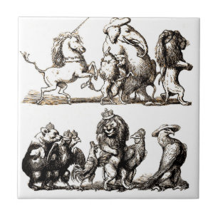 Animal Cute Art Unicorn Elephant Lion Zoo Tile