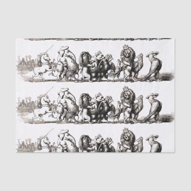 Animal Cute Art Unicorn Elephant Lion Zoo Tissue Paper (Front)