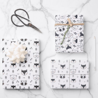 Animal Cute Illustration Wrapping Paper Sheet