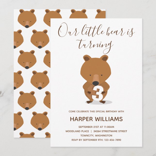 Animal Cute Kid Birthday  Invitation (Front/Back)