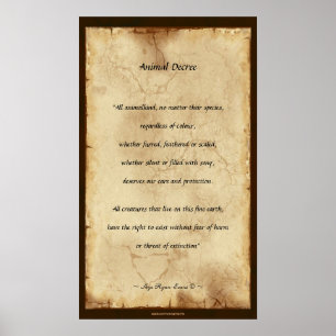 "Animal Decree" Parchment-style Poetry Poster