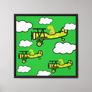 Animal Dinosaur Pilot Nursery Art Canvas Print