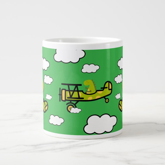 Animal Dinosaur Pilot Nursery Art Large Coffee Mug (Front)