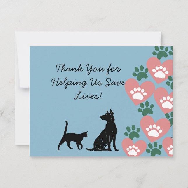 Animal Dog and cat rescue Thank You Card (Front)