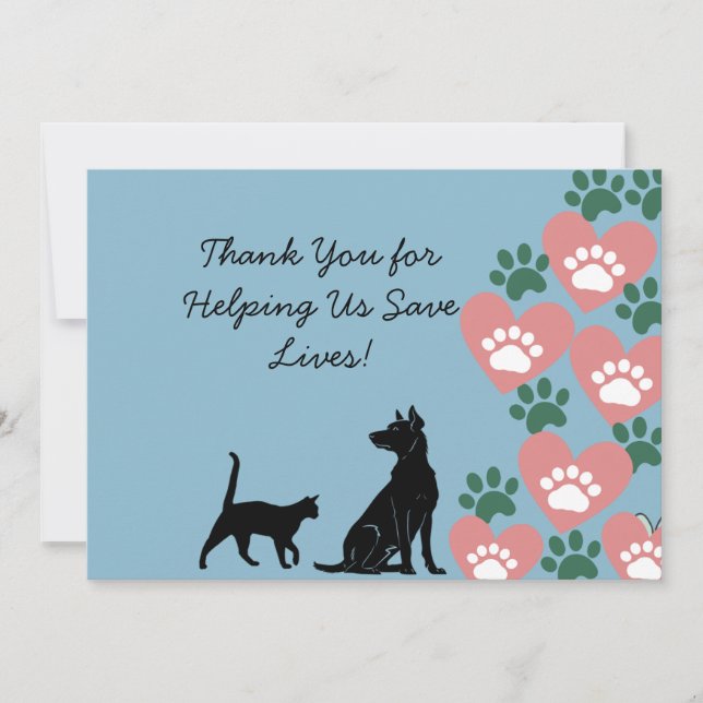 Animal Dog and cat rescue Thank You Card (Front)